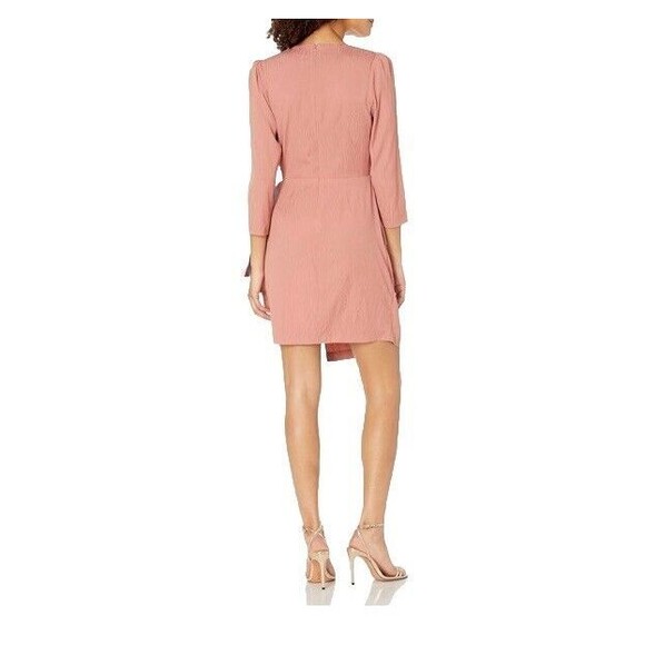 BCBGMAXAZRIA Cameo Faux Wrap Dress Cocktail Pink Bow Detail Coquette Size 6 - Picture 2 of 15